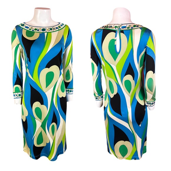 Flora Kung Psychedelic Pop Art Print Signed Silk Dress /  Size 0 * - Picture 3 of 6